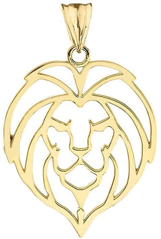 Fine 10k Yellow Gold Lion Head Outline Charm Pendant