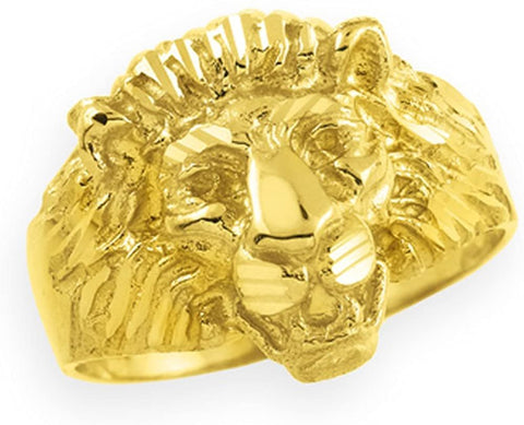 Animal Kingdom 14k Gold Lion Head Men's Ring