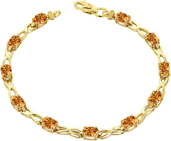 Elegant 10k Yellow Gold Personalized Genuine Birthstone Infinity Bracelet