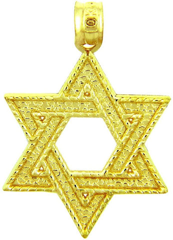 Jewish Gold Pendants - Yellow Gold Star of David Pendant (10K Gold)