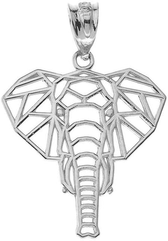 Elegant Sterling Silver Origami Elephant Charm Pendant