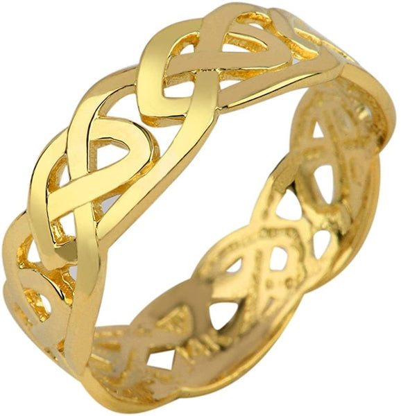 Solid Gold Celtic Wedding Band Trinity Knot Eternity Ring (14k)