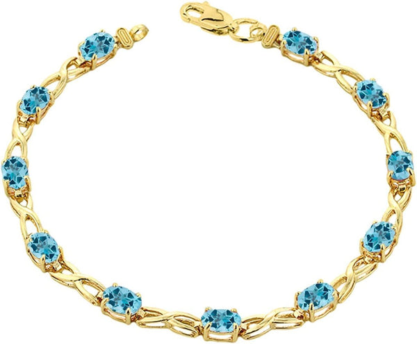 Elegant 10k Yellow Gold Personalized Genuine Birthstone Infinity Bracelet