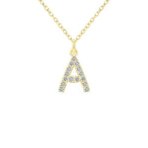 CZ Studded Initial Pendant Necklace in Solid Gold - A Meaningful Gift for Loved Ones from Rafi's Jewelry