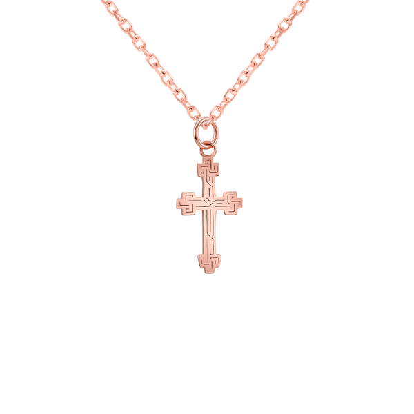 Elegant Etched Gold Cross Pendant from Rafi's Jewelry