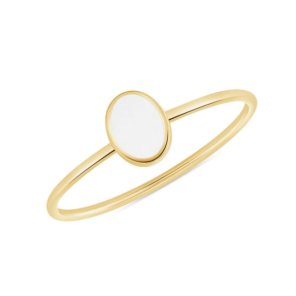 Stackable Enamel Ring Collection in 14k Solid Yellow Gold (10 Variations) from Rafi's Jewelry