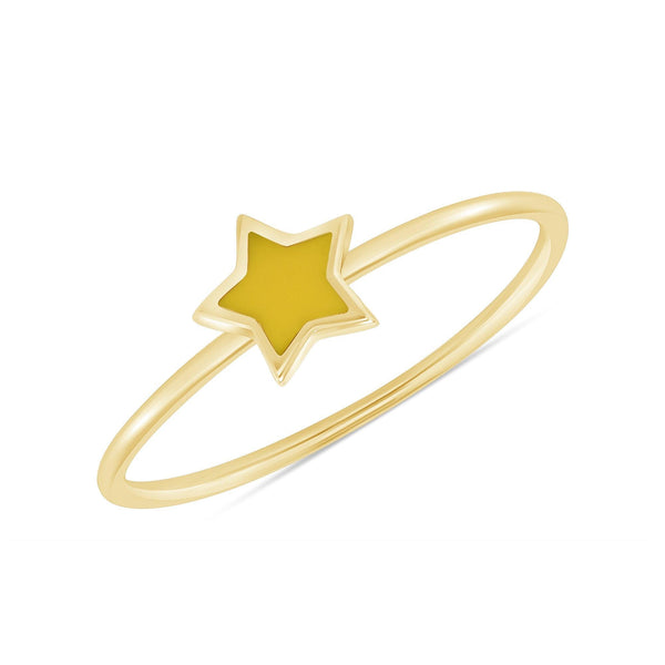 Stackable Enamel Ring Collection in 14k Solid Yellow Gold (10 Variations) from Rafi's Jewelry
