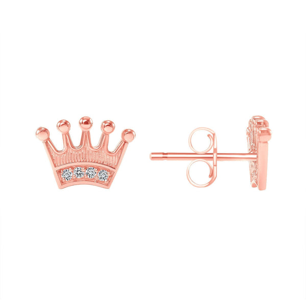 Princess Crown Diamond Earrings in Solid Gold from Rafi's Jewelry