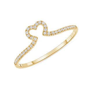 Dainty Diamond Heart Ring in 14k Solid Yellow Gold from Rafi's Jewelry
