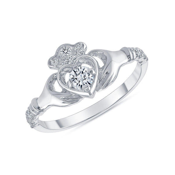 Solid Gold Diamond Claddagh Ring - Symbol of Love and Friendship from Rafi's Jewelry