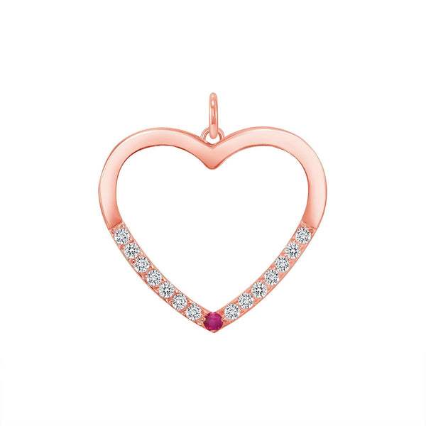 Ruby and Diamond Heart Pendant/Necklace in Solid Gold from Rafi's Jewelry