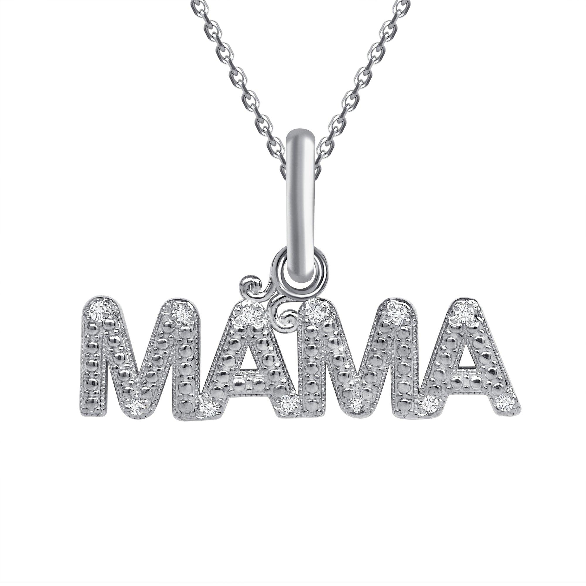 "MAMA" Pendant Necklace with Diamond Accents from Rafi's Jewelry