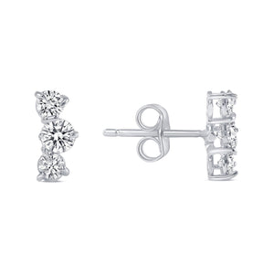 Three-Stone Diamond Stud Earrings in Solid Gold from Rafi's Jewelry