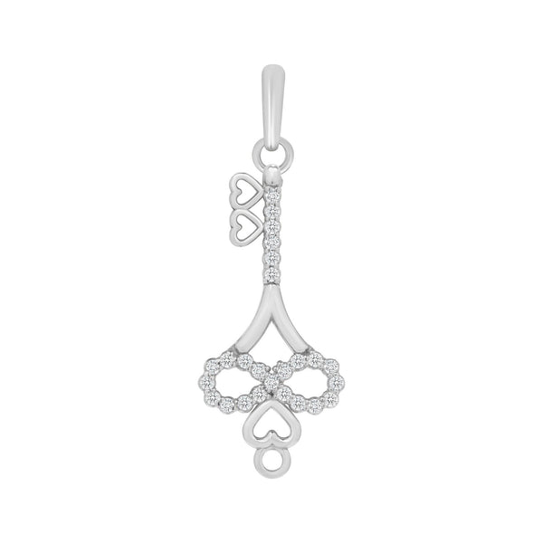 Diamond Infinity Heart Key Pendant in Solid Gold with Dainty Studded Design from Rafi's Jewelry