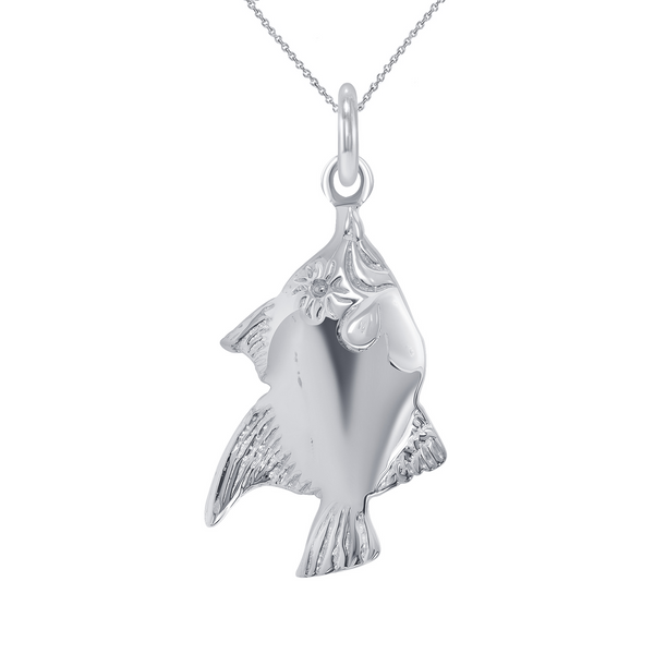 Stress-Relieving Fish Pendant Necklace in Sterling Silver from Rafi's Jewelry
