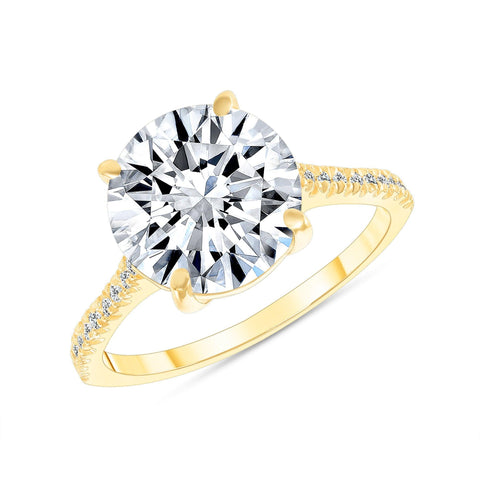 "Dazzling Solid Gold Engagement Ring with Round Cubic Zirconia and Sparkling Diamonds" from Rafi's Jewelry