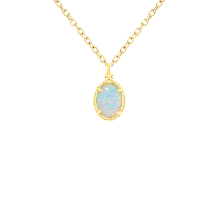 Layered Simulated Opal Pendant Necklace in Elegant Solid Gold from Rafi's Jewelry