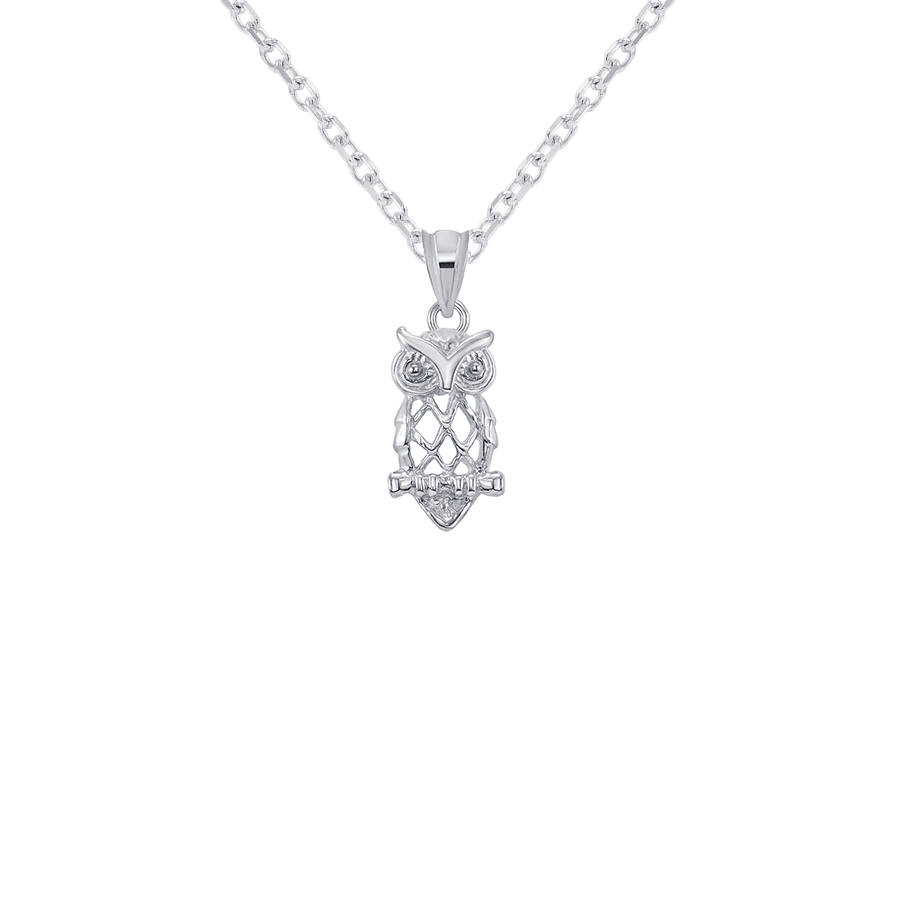Silver Owl Wisdom Pendant/Necklace from Rafi's Jewelry