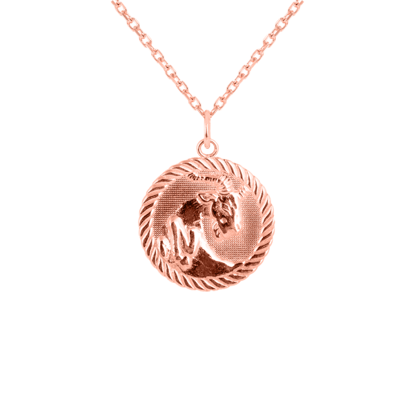 Reversible Aries Zodiac Sign Coin Pendant Necklace in Solid Gold from Rafi's Jewelry