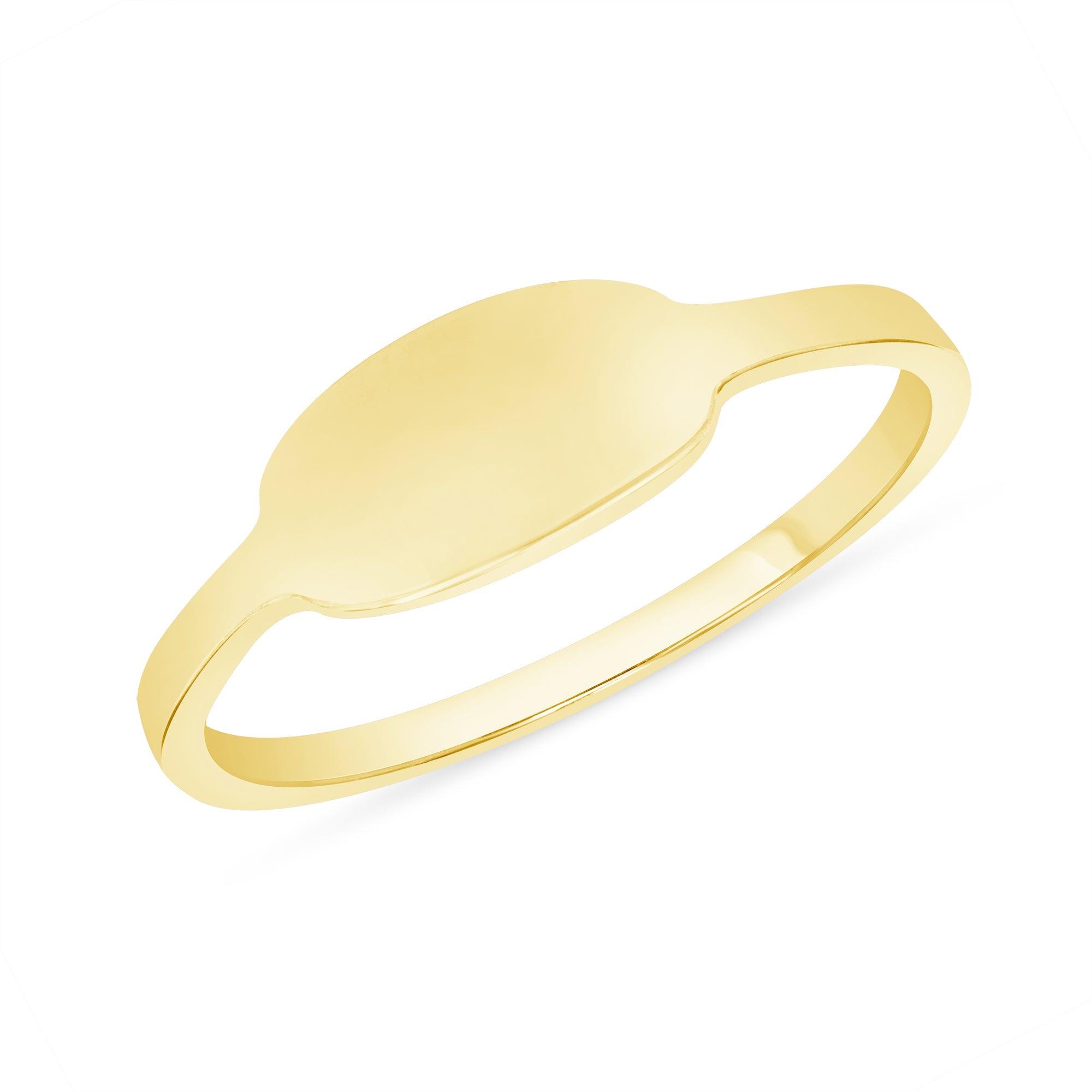 Small Solid Gold Pinky Ring with Engravable Signet from Rafi's Jewelry