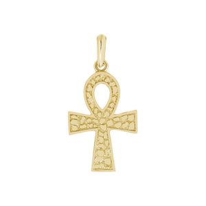 Solid Gold Ankh Cross Medium Pendant with Delicate Details from Rafi's Jewelry