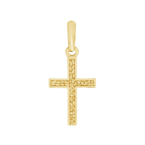 Solid Gold Small Nugget Cross Pendant 
in Los Angeles from Rafi's Jewelry
