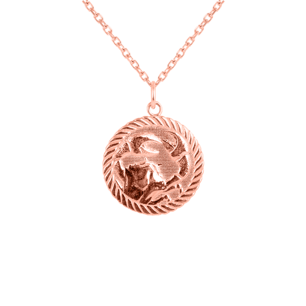 Reversible Gold Cancer Zodiac Sign Necklace from Rafi's Jewelry