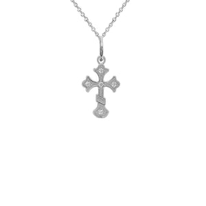 Orthodox Cross Pendant Necklace with Delicate Diamond Detail from Rafi's Jewelry