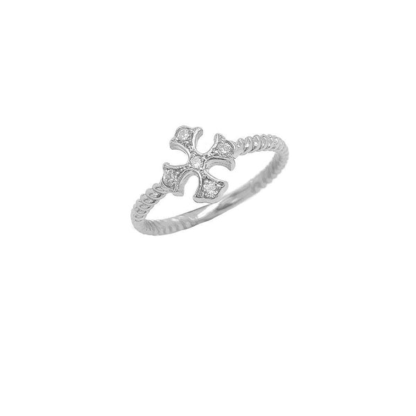 Heraldic Cross Diamond Rope Ring in Solid Gold from Rafi's Jewelry
