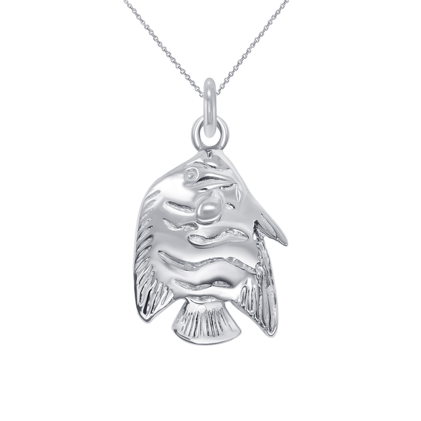 Fish Charm Necklace for Prosperity and Fertility in Sterling Silver from Rafi's Jewelry