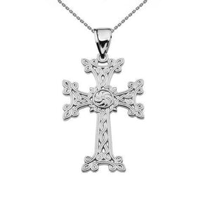 Armenian Cross Necklace with Eternity Symbol in Sterling Silver from Rafi's Jewelry