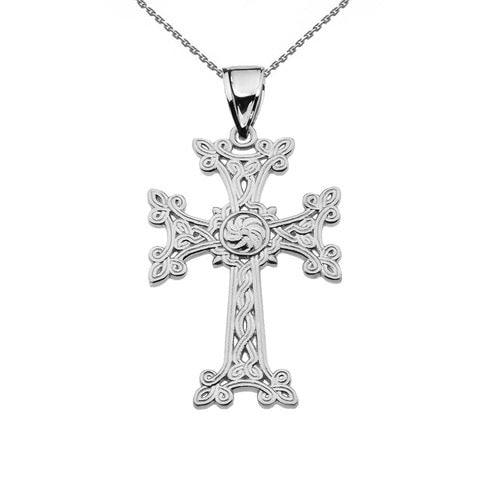 Armenian Cross Necklace with Eternity Symbol in Sterling Silver from Rafi's Jewelry