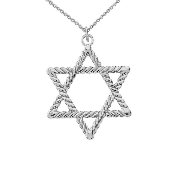 Rope-Style Star of David Sterling Silver Pendant Necklace from Rafi's Jewelry