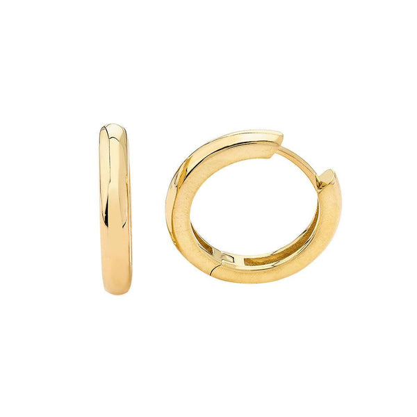 Bold Polished Hoop Earrings in Genuine Gold from Rafi's Jewelry