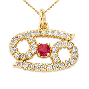 Zodiac Birthstone & Diamond Pendant Necklace in Solid Gold from Rafi's Jewelry