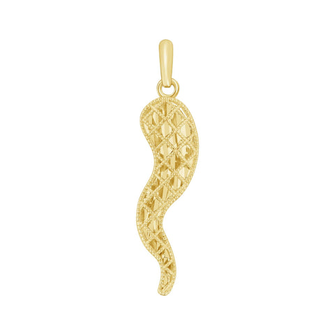 Sparkling Solid Gold Italian Horn Pendant from Los Angeles from Rafi's Jewelry