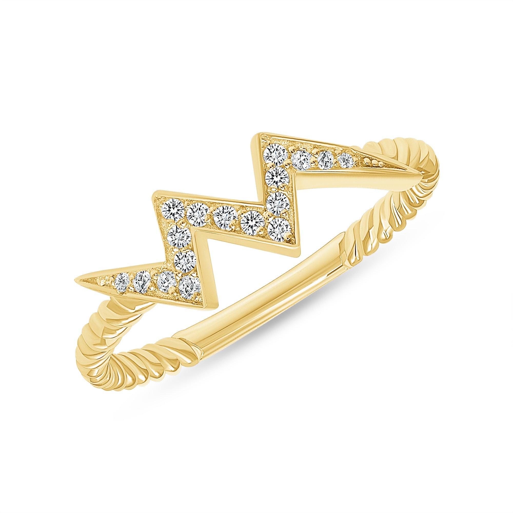 Diamond Lightning Bolt Ring in Solid Gold from Rafi's Jewelry