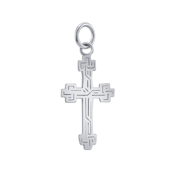 Small Etched Sterling Silver Cross Pendant from Rafi's Jewelry