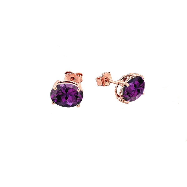 Gold Oval Birthstone Stud Earrings (Medium Size) from Rafi's Jewelry