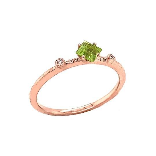 Twinkling Stars Princess Cut Peridot and Diamond Stackable Ring from Rafi's Jewelry