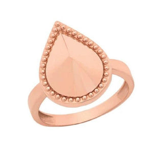 Pear Shaped Milgrain Statement Ring in Solid Rose Gold from Rafi's Jewelry
