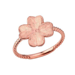 Lucky Clover Rope Ring in Solid Rose Gold from Rafi's Jewelry
