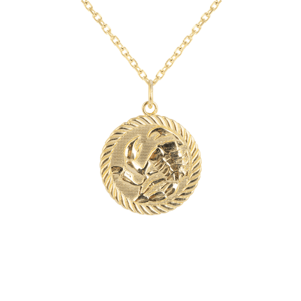 Scorpio Zodiac Sign Reversible Charm Necklace in Solid Gold from Rafi's Jewelry
