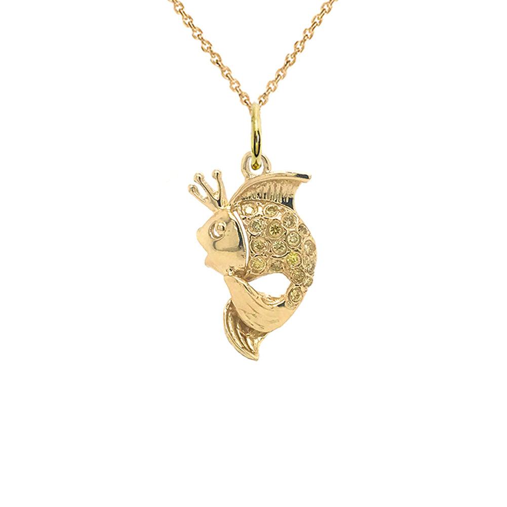 Fancy Diamond Goldfish Pendant Necklace in Gold from Rafi's Jewelry