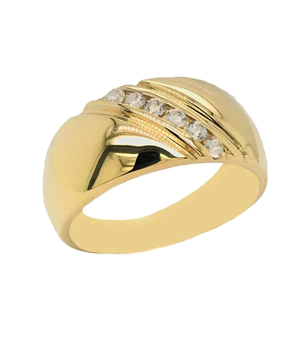 Men's 6-Stone CZ Solid Gold Wedding Band from Rafi's Jewelry