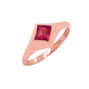 Rose Gold Solitaire Garnet Ring with Princess-Cut Center Stone from Rafi's Jewelry