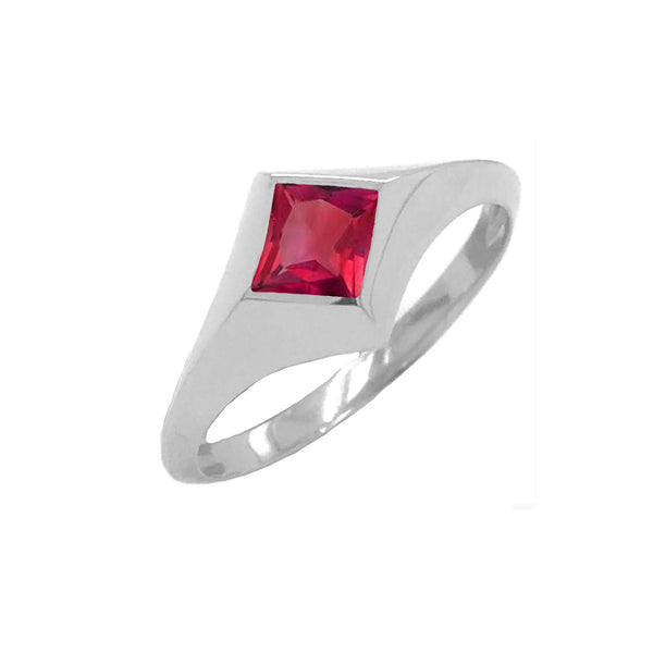Sterling Silver Men's Princess-Cut Birthstone Solitaire Ring from Rafi's Jewelry