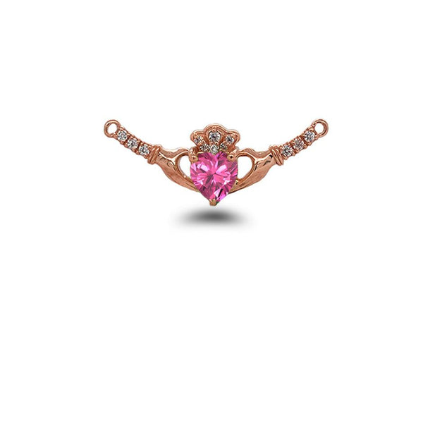 Claddagh Diamond & June Birthstone Heart Necklace in Pure Gold from Rafi's Jewelry