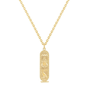Egyptian Hieroglyphic Tablet Pendant Necklace in Solid Gold from Rafi's Jewelry