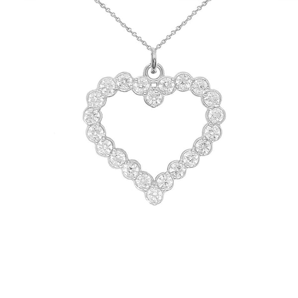 CZ-Studded Open Heart Gold Pendant Necklace with Charm from Rafi's Jewelry